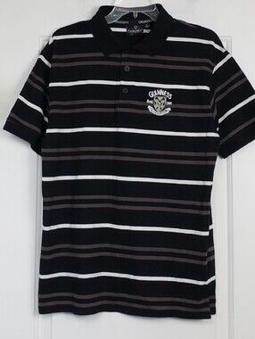 Guinness Mens Striped Embroidered Polo Shirt Breweriana Classic - Size L - GUC